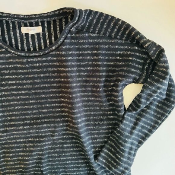 Madewell Sweaters - Madewell | Black & Metallic Striped Boxy Long Sleeve Pullover Sweater